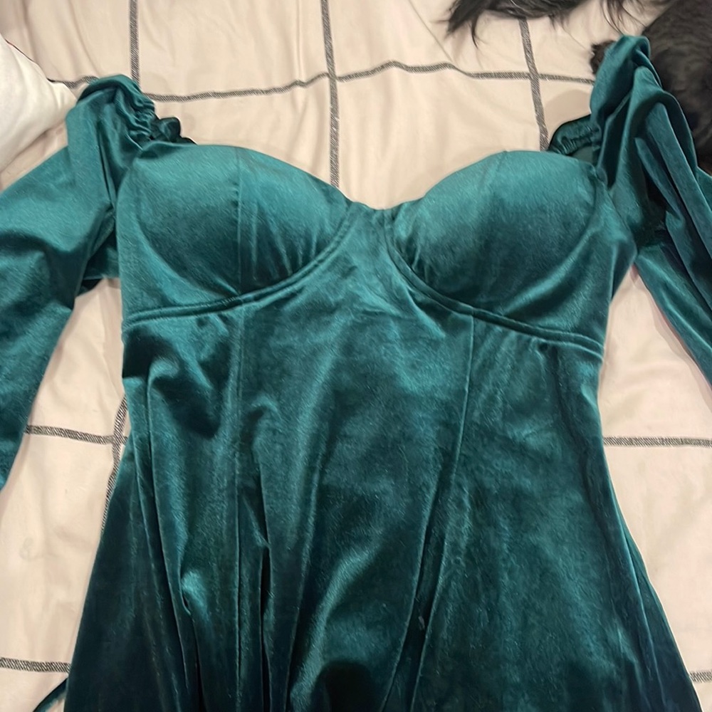 green dress couduroy